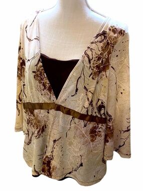 La Khaki Cream, Brown, Black One Piece Blouse